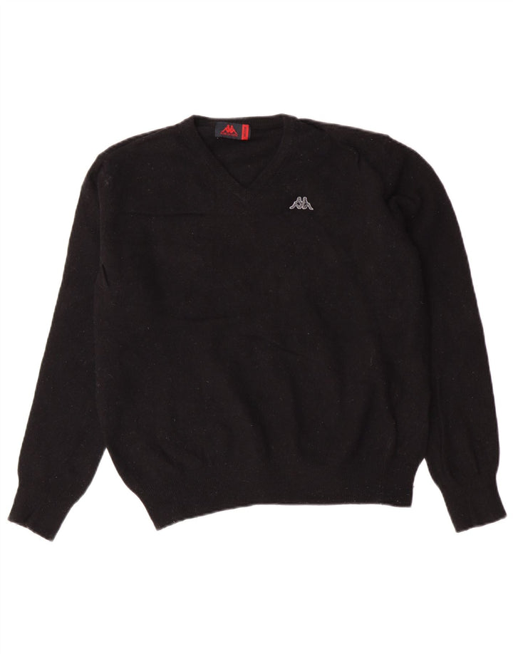 Maglione Kappa da donna con scollo a V UK 14 Lana d'agnello nera media