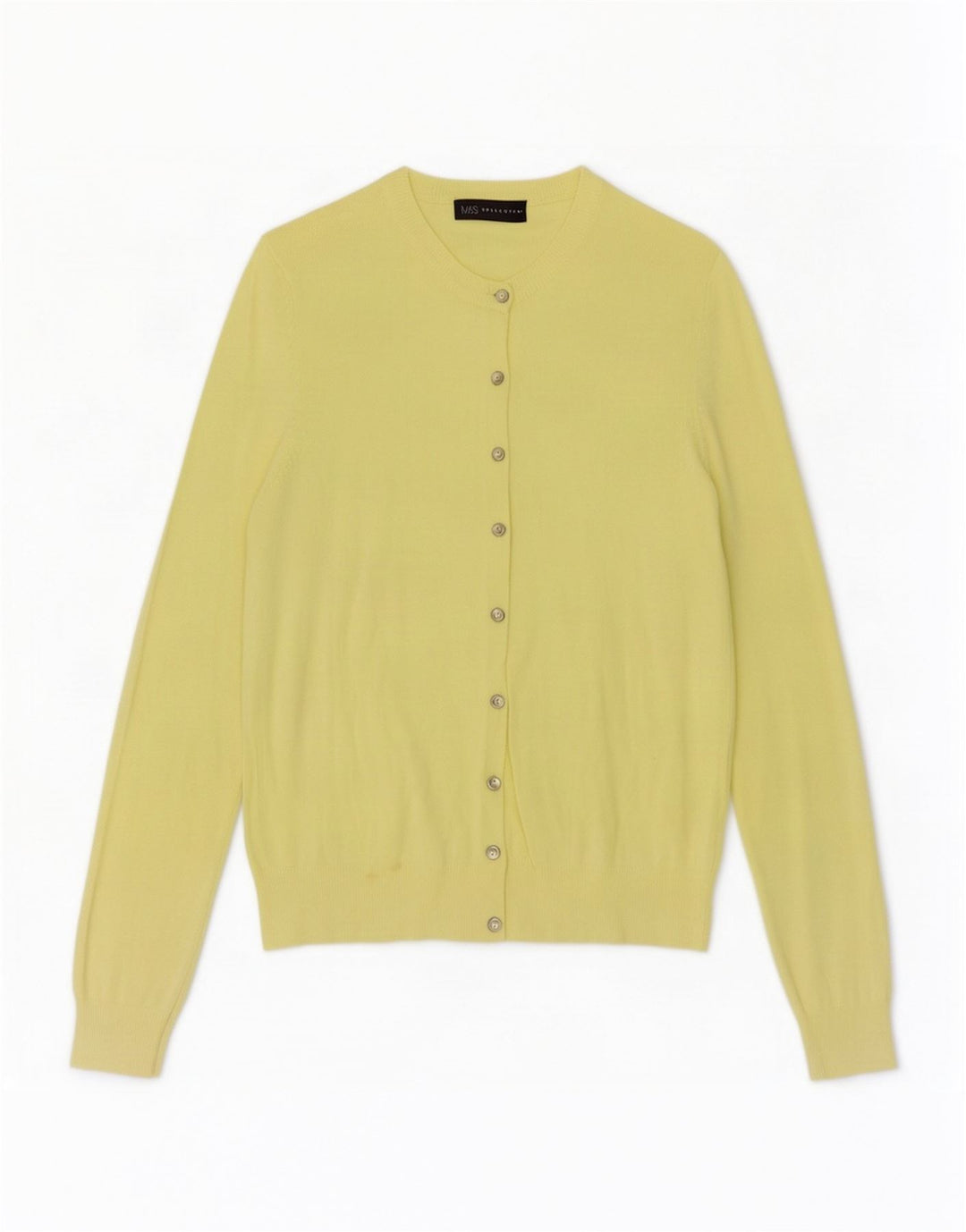 Maglione cardigan da donna Marks & Spencer UK 12 Viscosa giallo medio