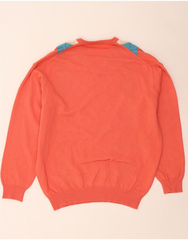 LYLE & SCOTT Maglione da uomo con scollo a V XL Arancione Argyle/Diamante