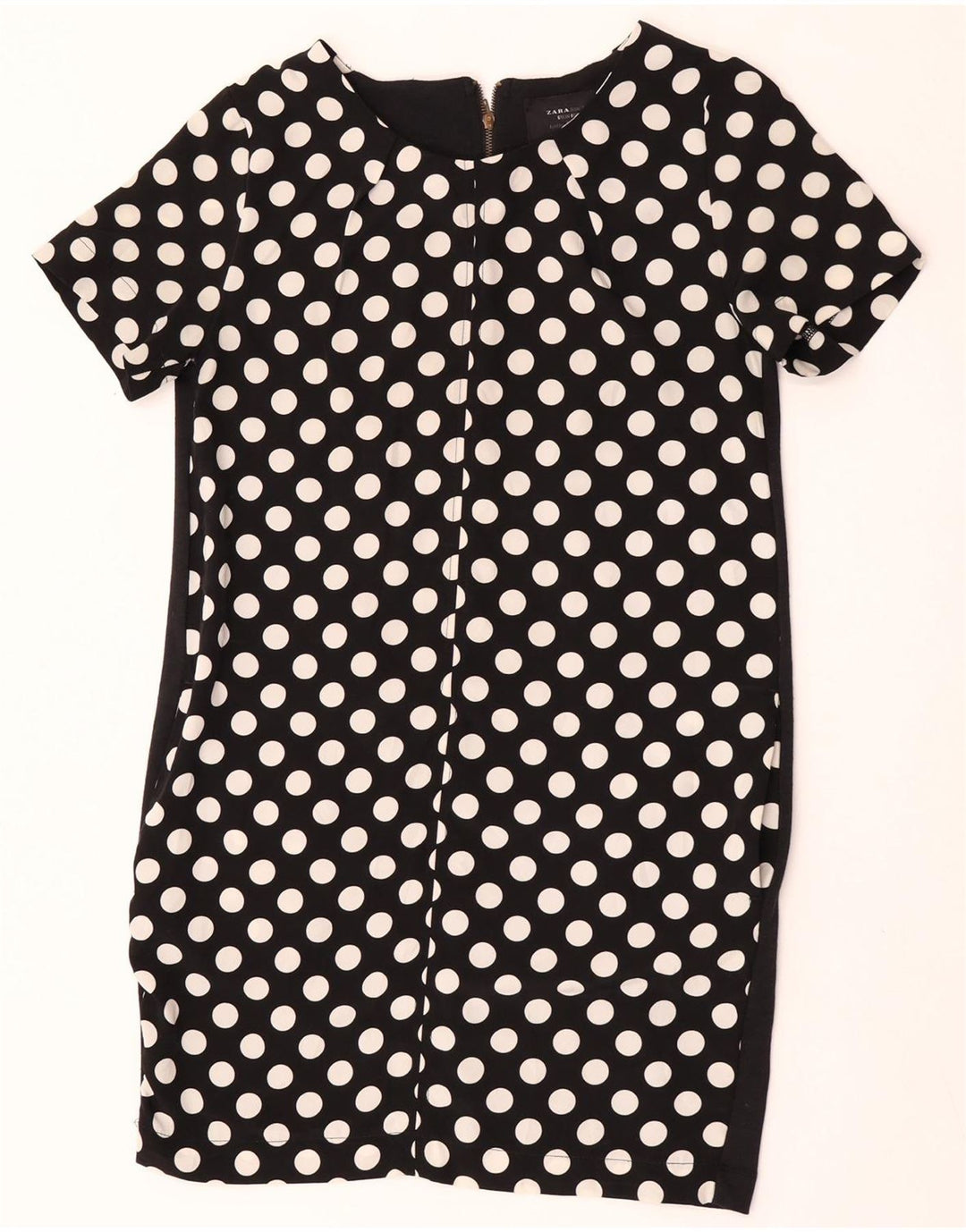 Abito a trapezio da donna Zara UK 12 poliestere medio a pois nero