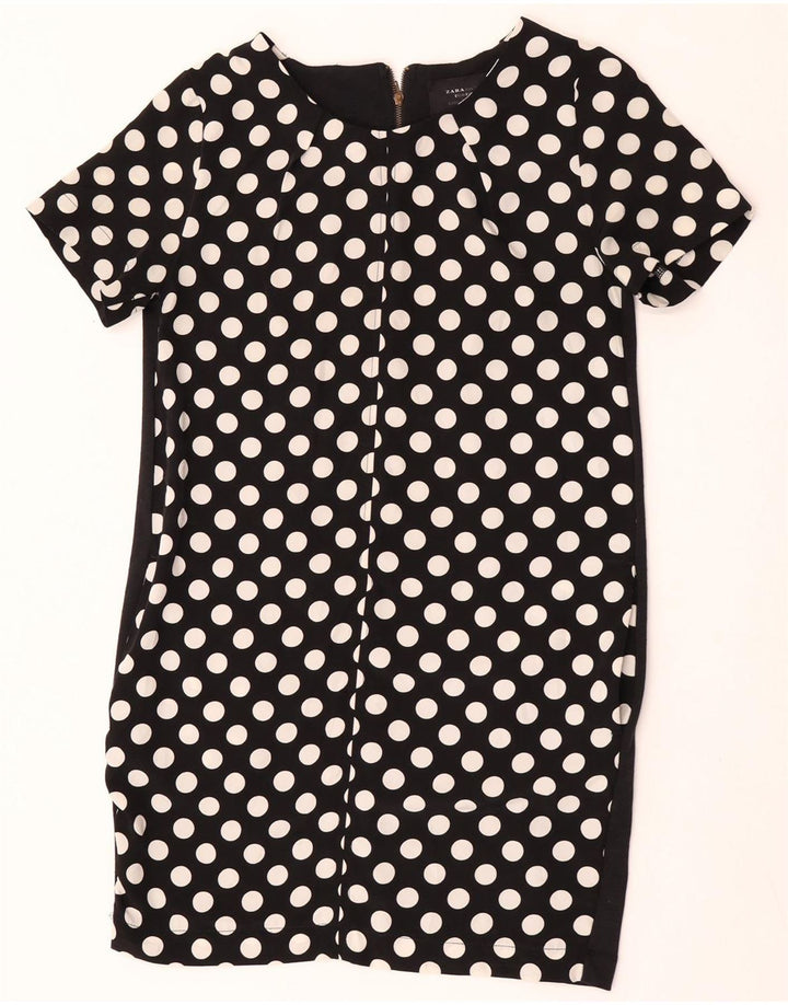 Abito a trapezio da donna Zara UK 12 poliestere medio a pois nero
