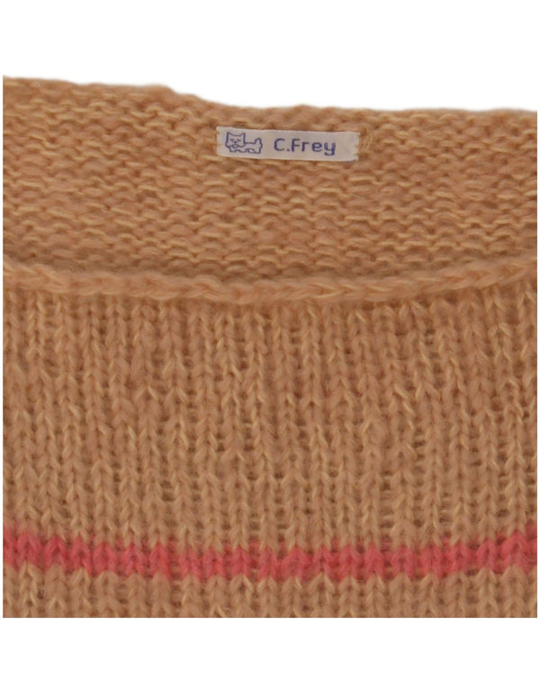 Canotta vintage da donna, canotta UK 12, marrone medio a righe