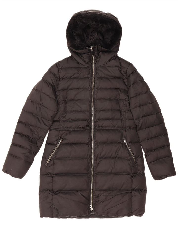 MASSIMO DUTTI Cappotto imbottito con cappuccio da donna UK 16 Grande poliestere nero