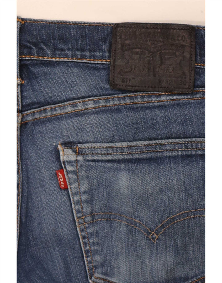 Jeans Levi's Uomo 511 Slim Distressed W32 L30 Cotone Blu Navy