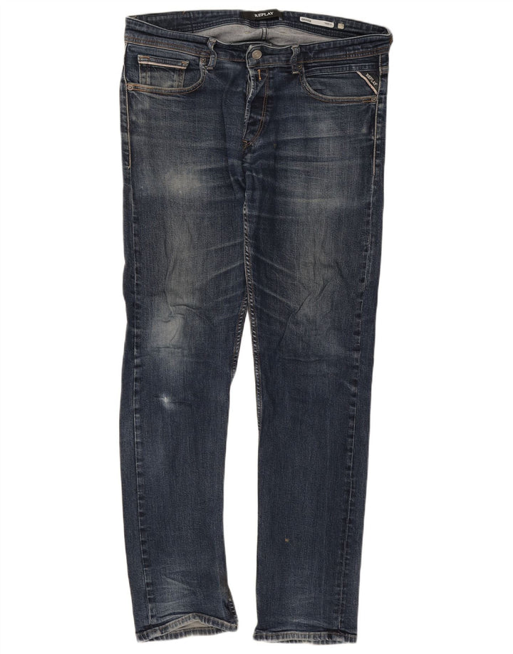 Replay Jeans dritti Grover da uomo W34 L31 Blu