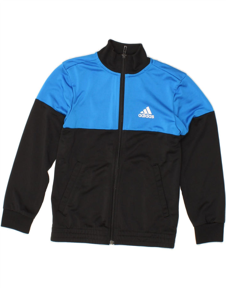 ADIDAS Boys Tracksuit Top Jacket 7-8 Years  Black Colourblock Polyester Vintage Adidas and Second-Hand Adidas from Messina Hembry 