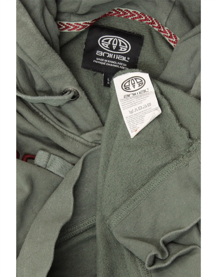 ANIMAL Felpa con cappuccio grafica da uomo grande in cotone verde