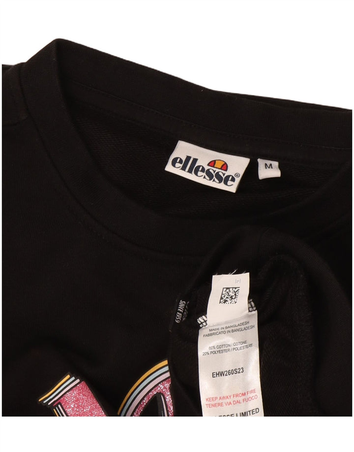 Felpa oversize con grafica corta da donna Ellesse, taglia UK 14, media, nera
