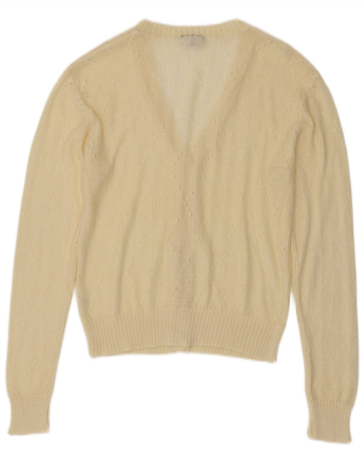Maglione cardigan da donna vintage IT 44 acrilico giallo medio