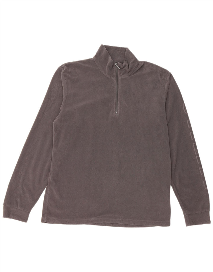 Maglione in pile Diadora da uomo con grafica con zip e collo XL in poliestere grigio
