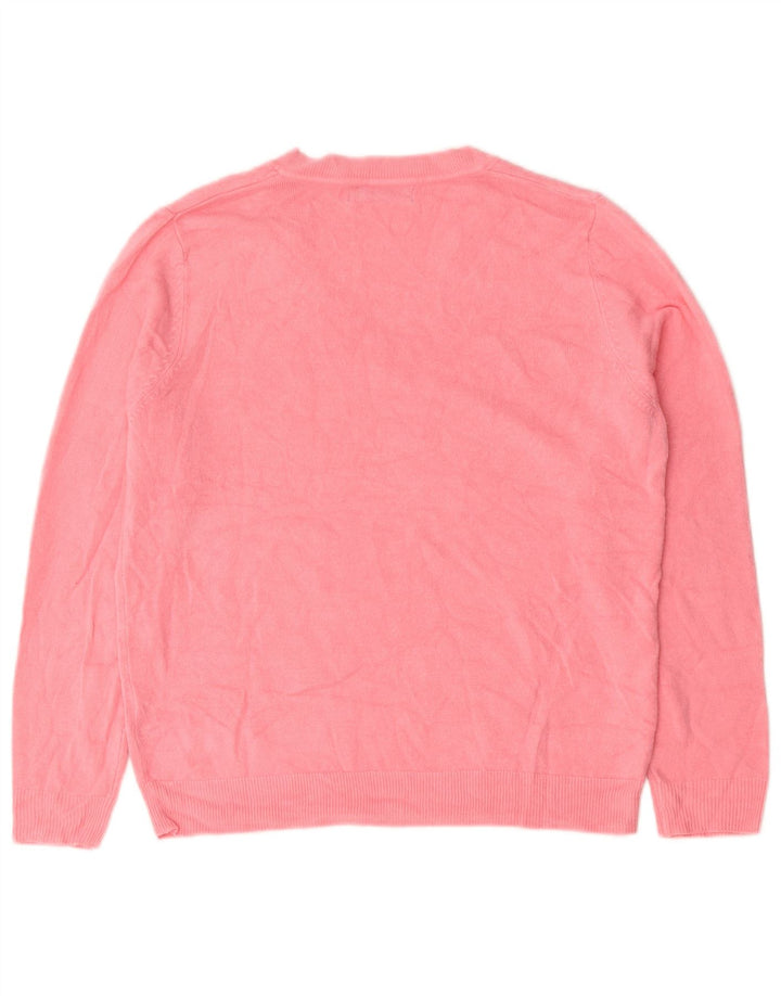 Maglione da donna con scollo a V Marks & Spencer UK 14 Acrilico rosa medio