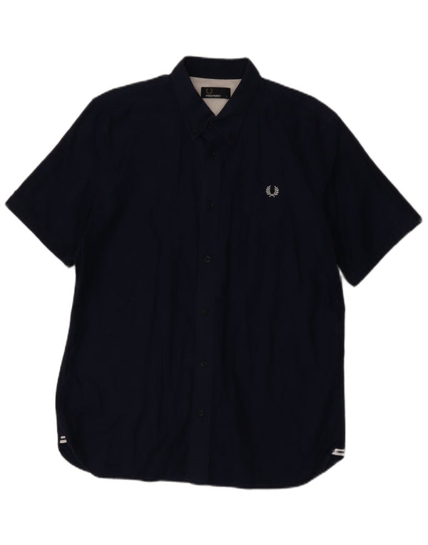 Camicia a maniche corte da uomo Fred Perry Large in cotone blu navy