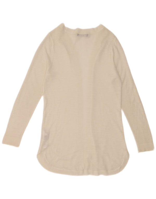 Maglione cardigan aperto lungo da donna Marks & Spencer UK 14 medio bianco