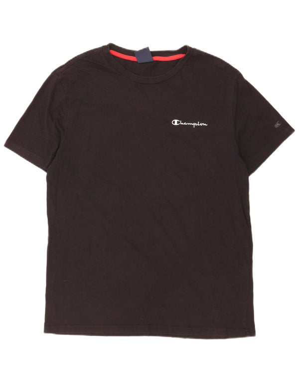 Champion Mens T-Shirt Top Medium Black Cotton