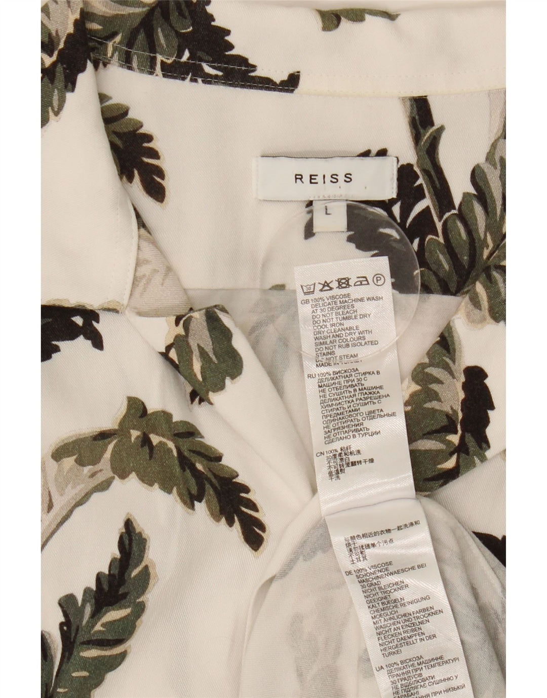 Camicia Reiss da uomo a maniche corte in viscosa floreale bianca grande