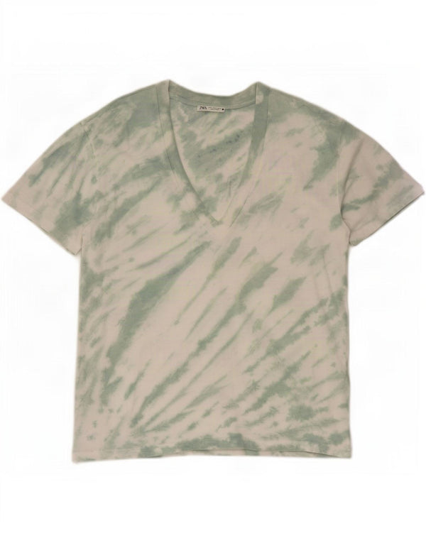 T-shirt oversize da donna Zara Top UK 10 piccola in cotone tie-dye verde