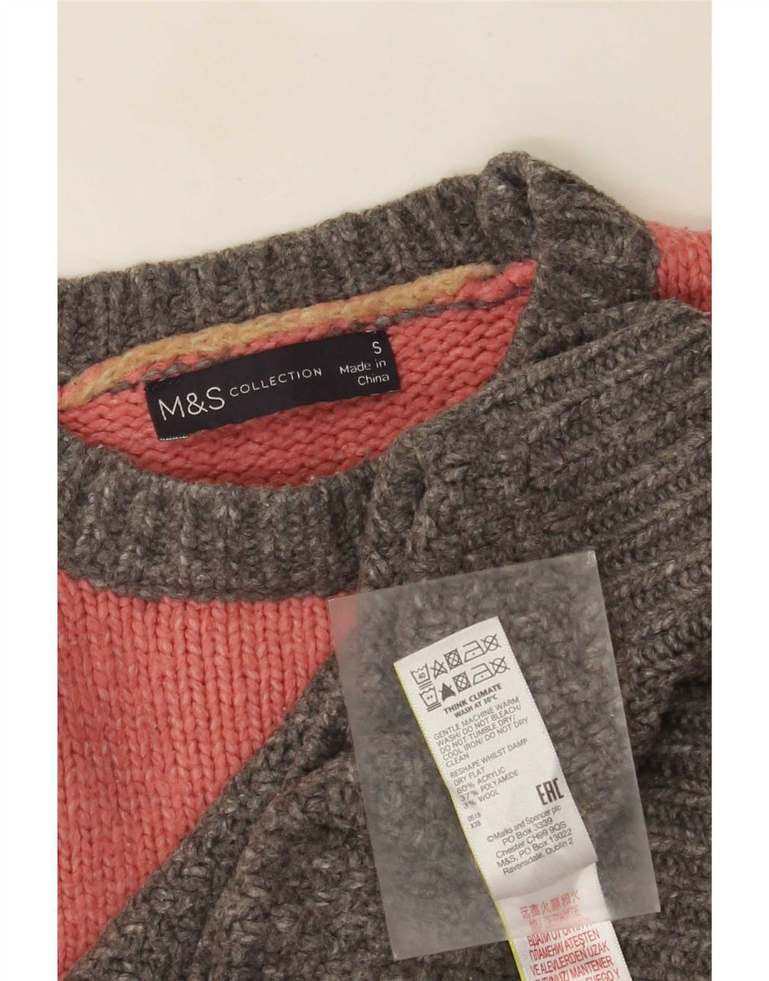 Maglione maglione con scollo a barca da donna Marks & Spencer UK 10 piccolo multicolore