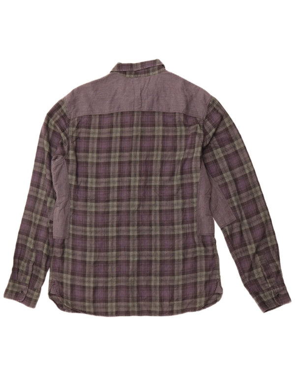 ALL SAINTS Camicia da uomo in flanella slim fit a quadri Grande poliestere a quadri grigi