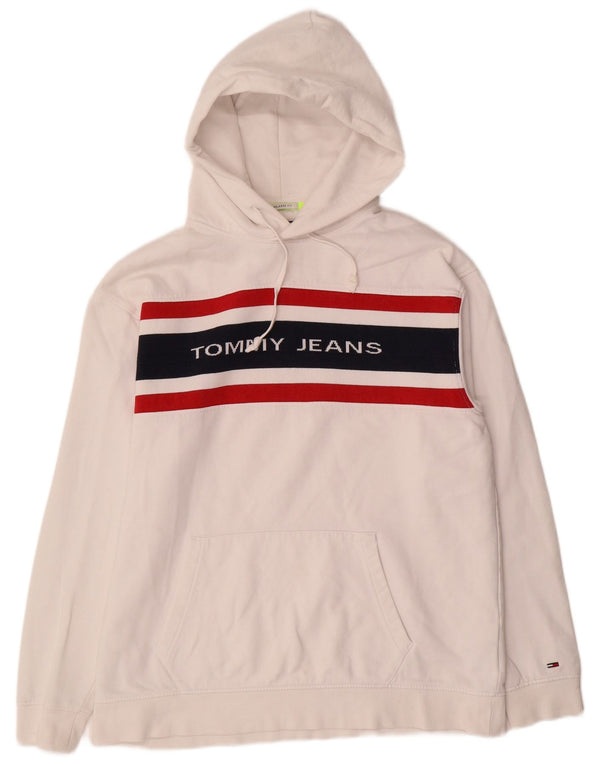 Tommy Hilfiger Uomo Felpa con cappuccio grafica rilassata Felpa grande in cotone bianco