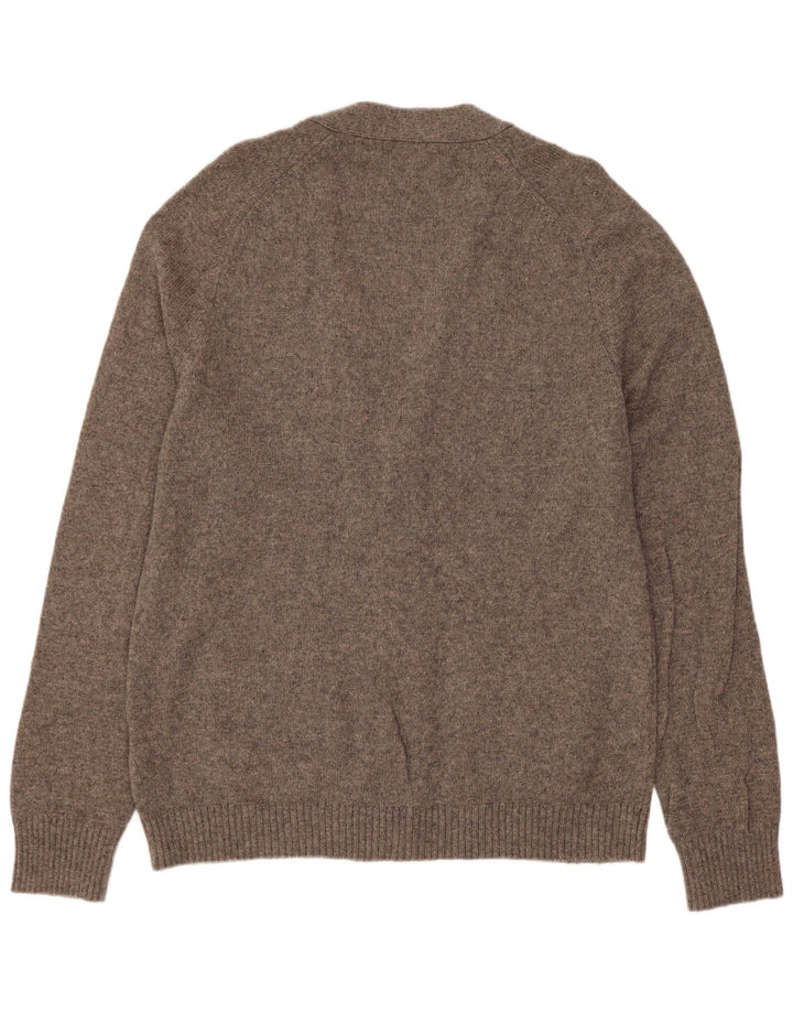 Maglione cardigan da uomo Gant in lana d'agnello grigio medio