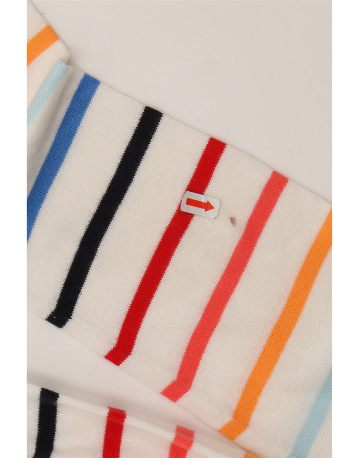 TOMMY HILFIGER Maglione da donna con scollo a V UK 10 Piccolo a righe bianche