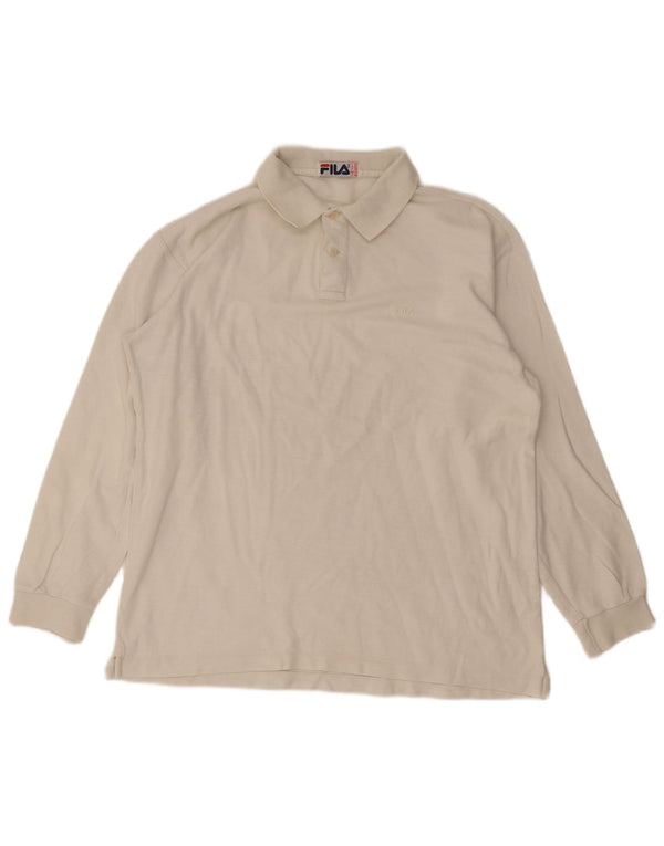 Polo da uomo a maniche lunghe Fila US 42 Large bianca