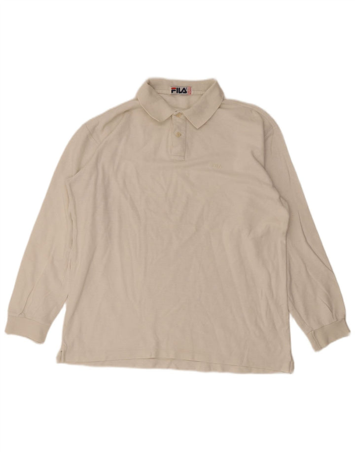 Polo da uomo a maniche lunghe Fila US 42 Large bianca