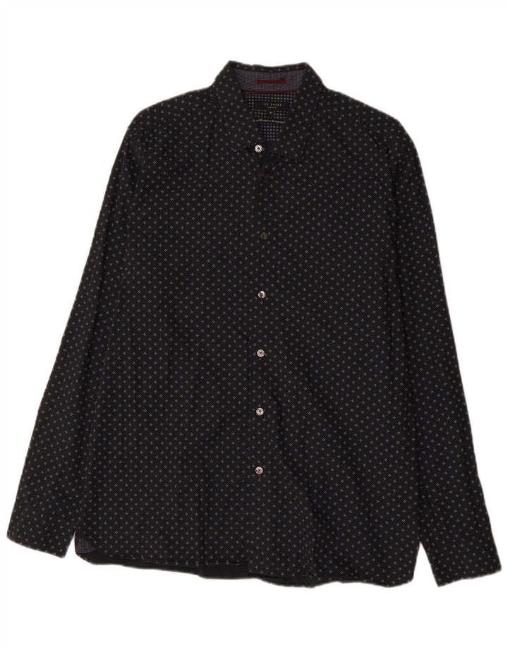 Camicia da uomo Ted Baker taglia 6 2XL cotone geometrico nero