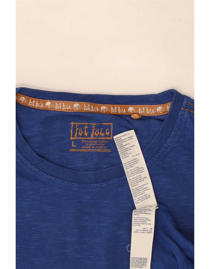 Fat Face Top grafico da uomo a maniche lunghe in cotone chiazzato blu grande