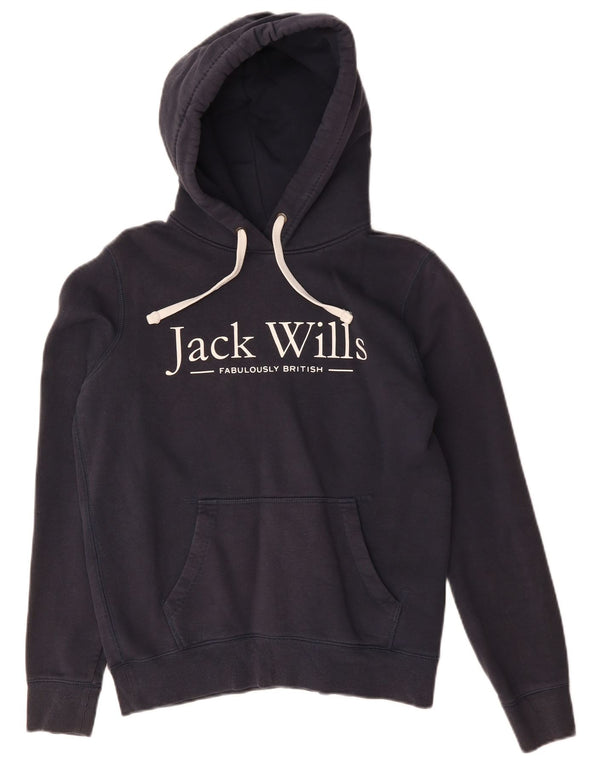 Maglione con cappuccio grafico da donna Jack Wills UK 10 piccolo blu navy