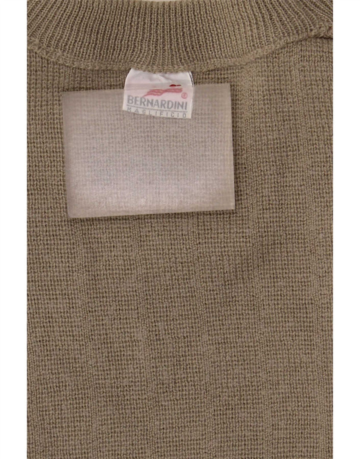 Maglione da uomo girocollo Bernardini XL in lana geometrica kaki