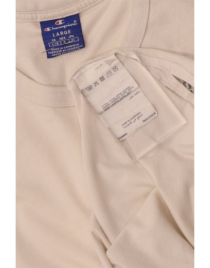 T-shirt grafica da uomo CHAMPION Top grande in cotone bianco