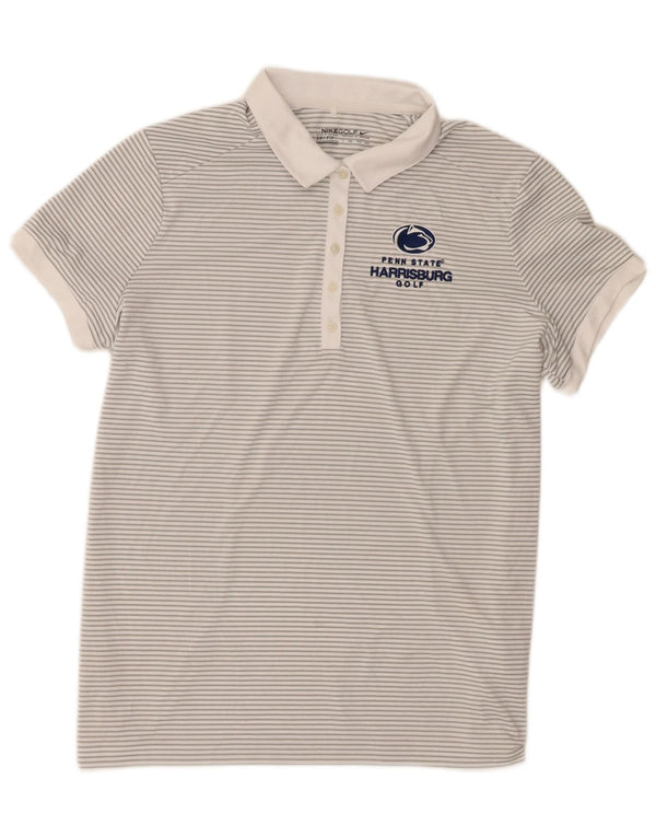 Polo grafica Nike da donna Dri Fit UK 20 2XL poliestere gessato bianco