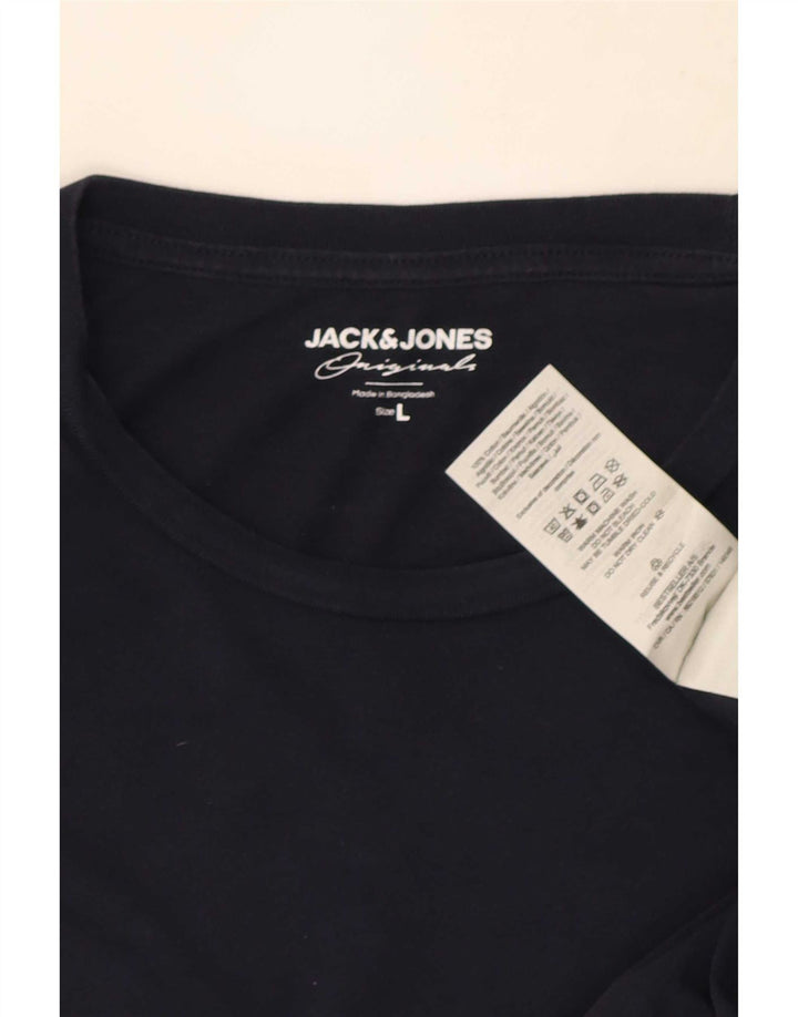 Jack & Jones Top da uomo a maniche lunghe grande in cotone blu navy