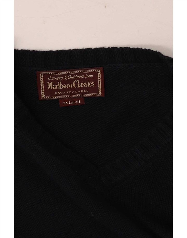 Maglione maglione con scollo a V da uomo Marlboro Classics 2XL Blu navy