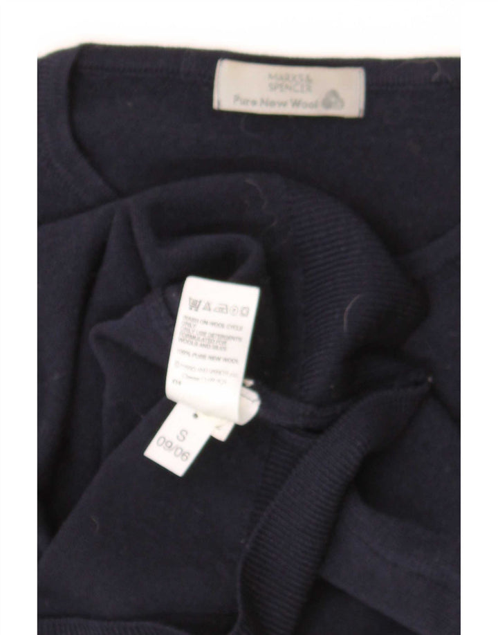 Maglione maglione girocollo da donna Marks & Spencer UK 12 Lana blu navy media