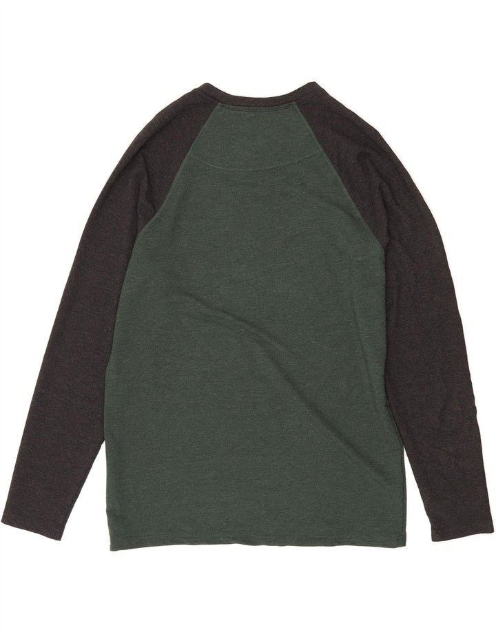 ORVIS Mens Top Long Sleeve Medium Green Colourblock Rayon Vintage Orvis and Second-Hand Orvis from Messina Hembry 