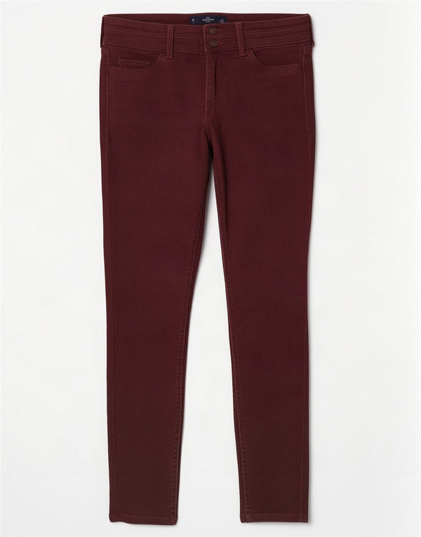 Jeans skinny corti Hollister da donna US 0 XS W24 L26 cotone bordeaux