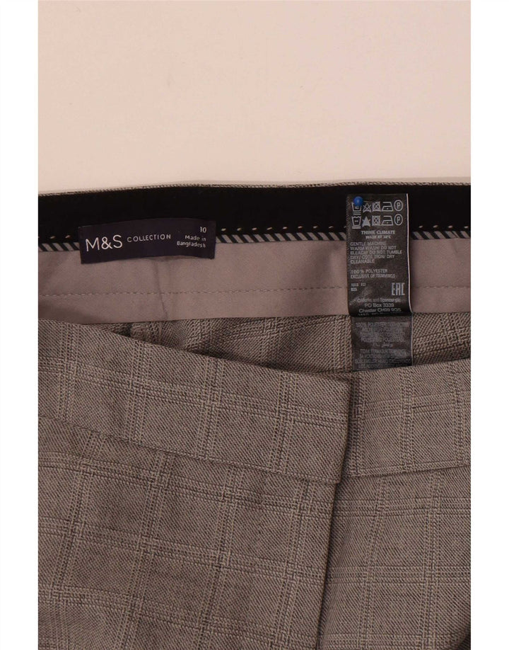 Pantaloni chino da donna Marks & Spencer UK 10 piccoli W27 L30 a quadri grigi