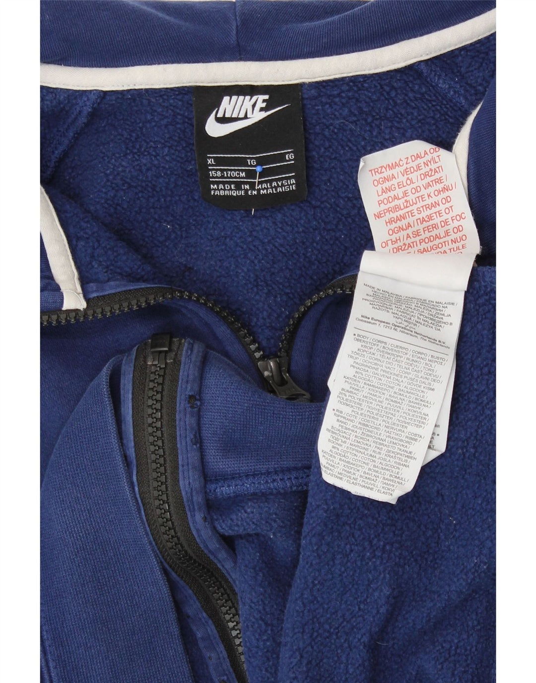 Felpa con cappuccio e zip Nike Air da ragazzo, 13-14 anni, XL, in cotone color block blu