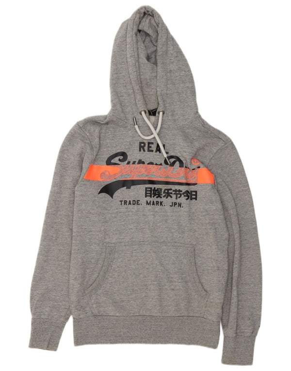 Felpa con cappuccio grafica da uomo Superdry, grande cotone chiazzato grigio
