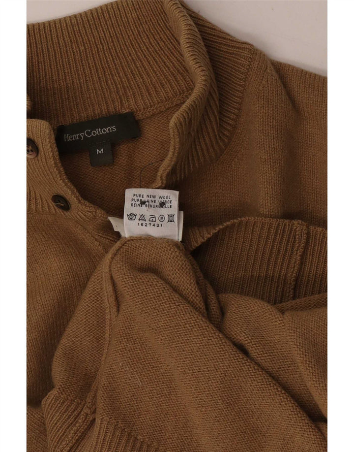 Maglione da uomo Henry Cottons con collo a bottoni in lana beige medio