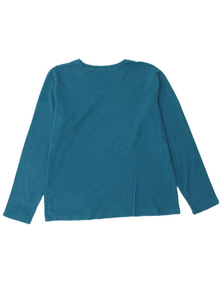 L.L.BEAN Womens Top Long Sleeve UK 14 Medium Blue Cotton