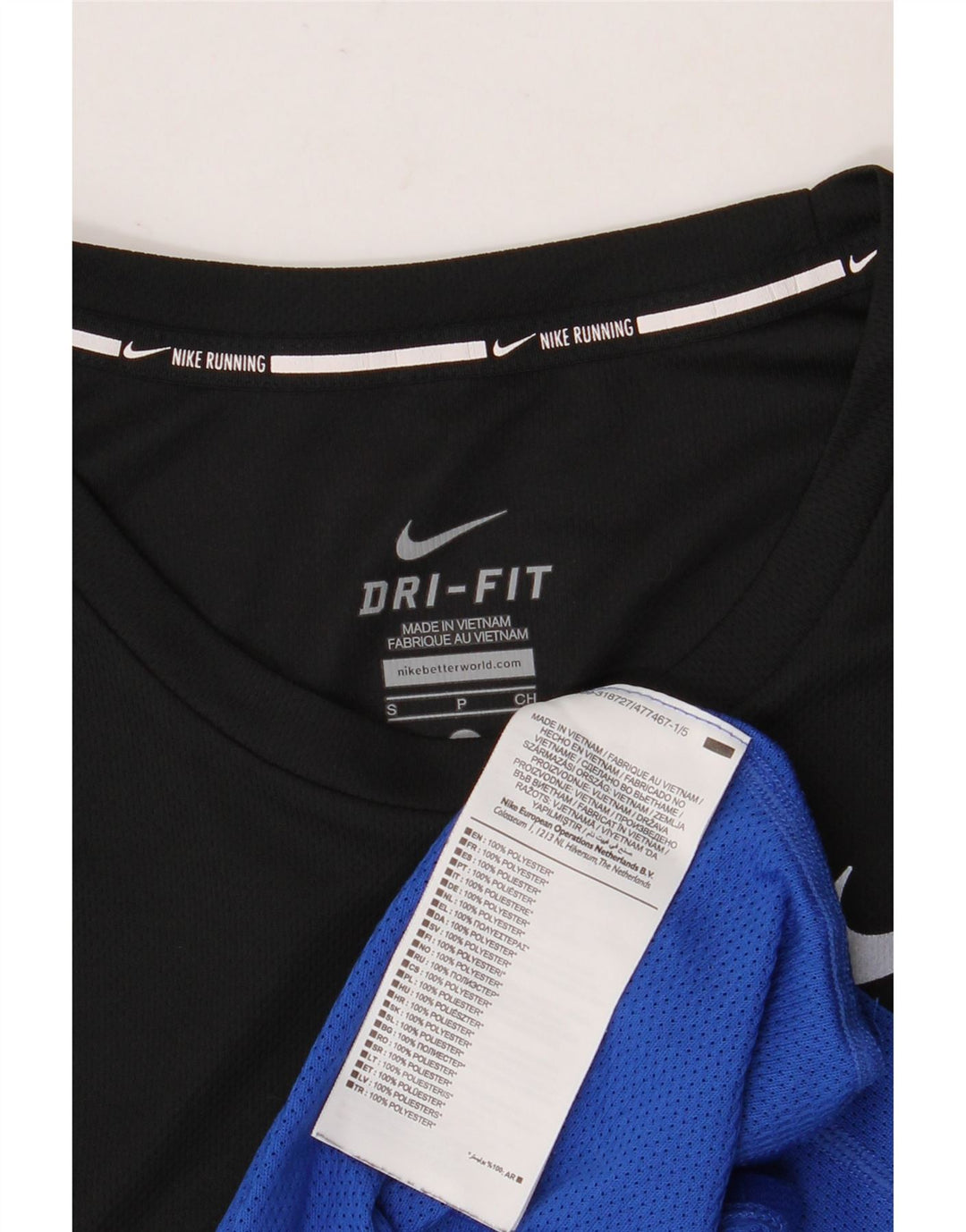 T-shirt NIKE da uomo Dri Fit Top Small in poliestere color block nero