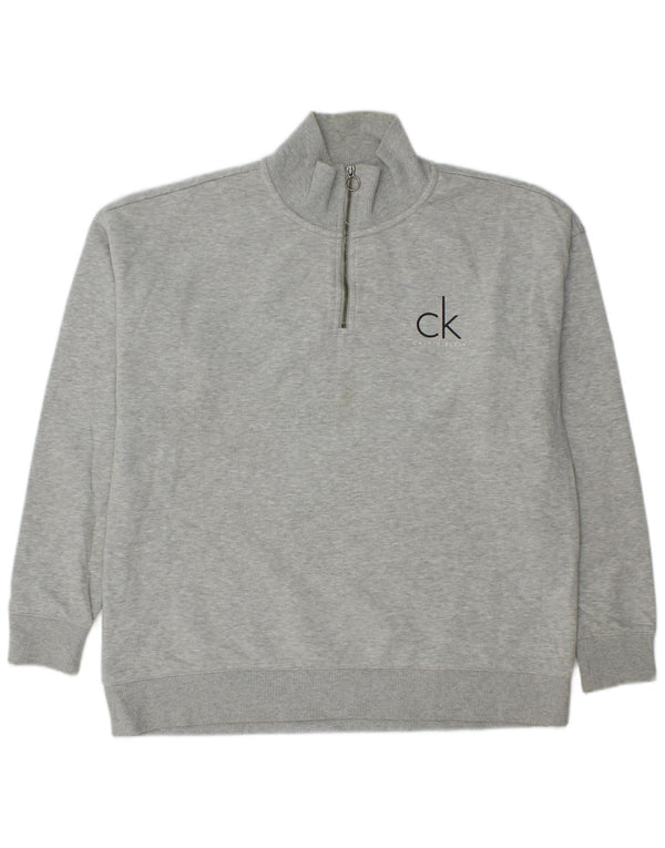 CALVIN KLEIN JEANS Felpa con collo con zip da uomo Maglione grigio medio