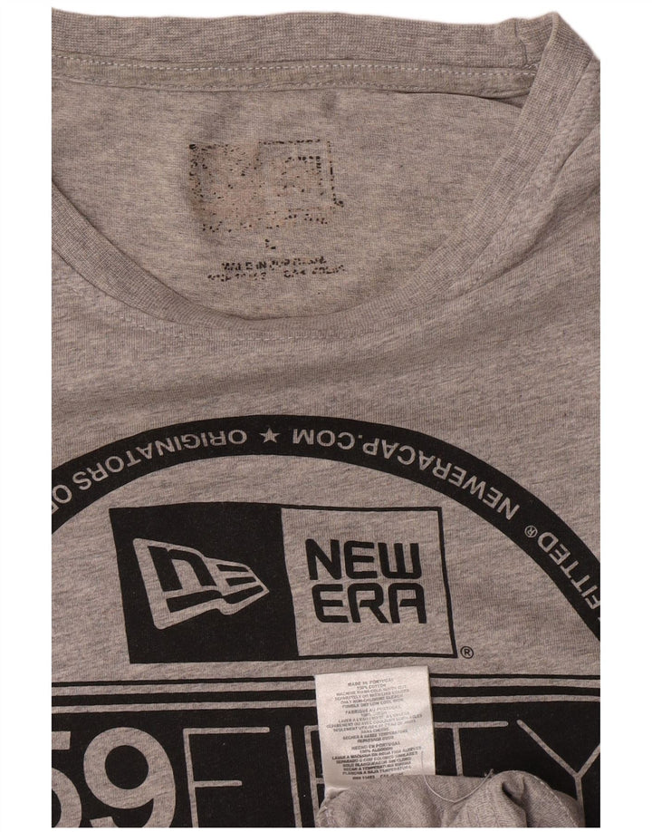 T-shirt grafica da uomo New Era Top grande in cotone grigio