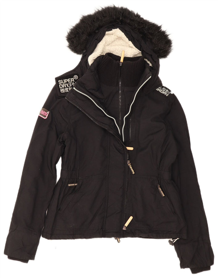 Giacca a vento da donna con cappuccio Superdry UK 16 grande poliestere nero