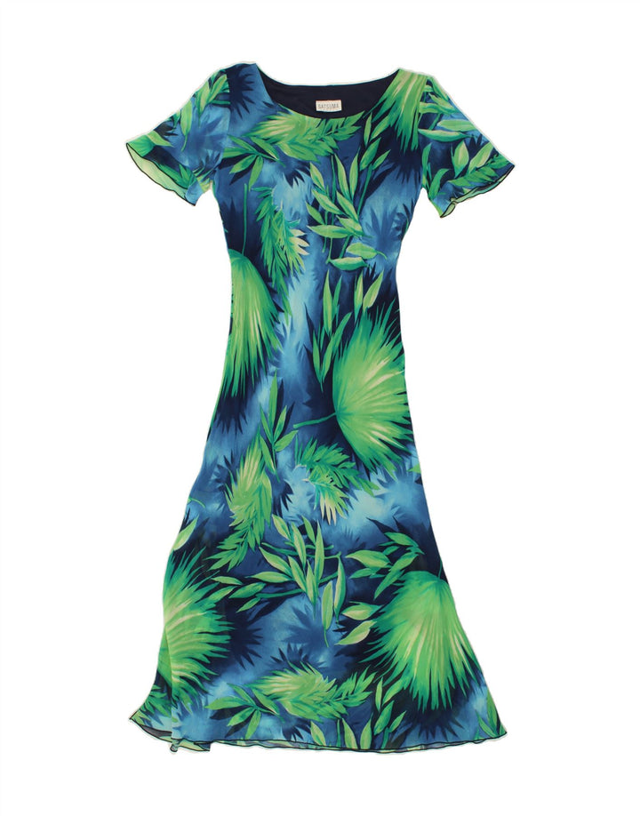 SATSUMA Womens Abstract Pattern Maxi Dress UK 12 Medium Navy Blue Vintage Satsuma and Second-Hand Satsuma from Messina Hembry 