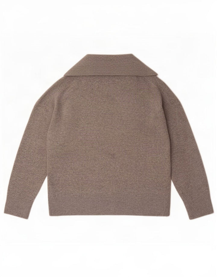 Massimo Dutti Maglione oversize da donna con collo a polo oversize UK 12 Grigio medio