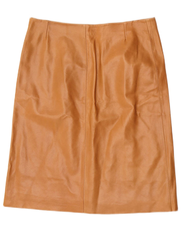 Gonna in pelle vintage da donna IT 44 media W32 in pelle marrone